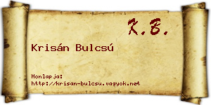 Krisán Bulcsú névjegykártya